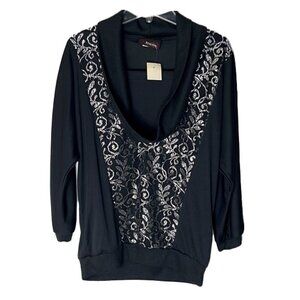 ❤️ 🆕 REACTION Black & Silver Top Size M